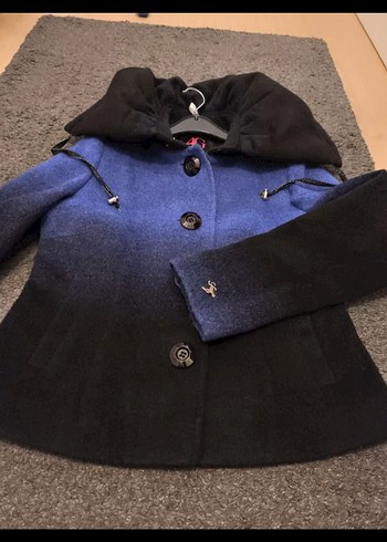 Düğmeli Lacivert Mini Kadın Kaban - Görsel 2