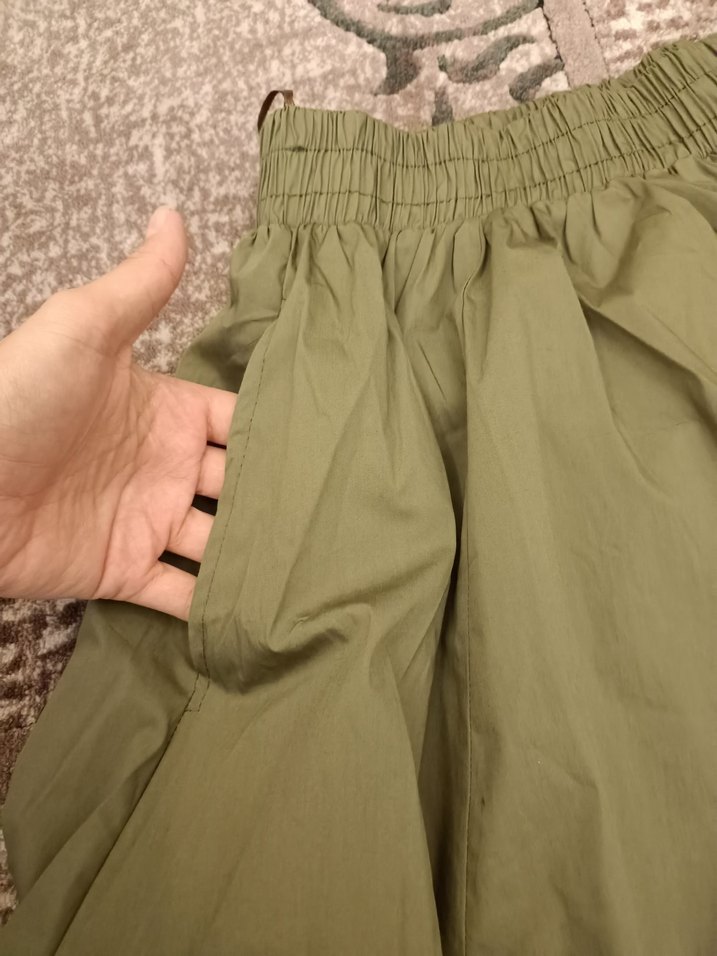 Bohem Tarzı Salaş Haki Uzun Etek - Görsel 2