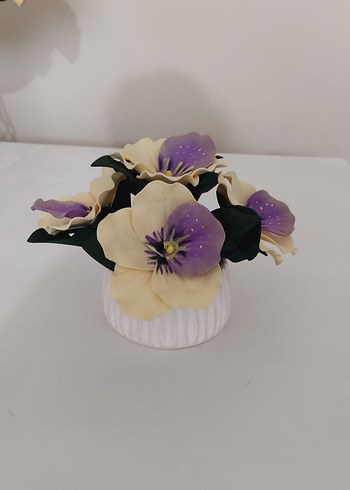 Pastel Mor Çiçekli Seramik Vazo