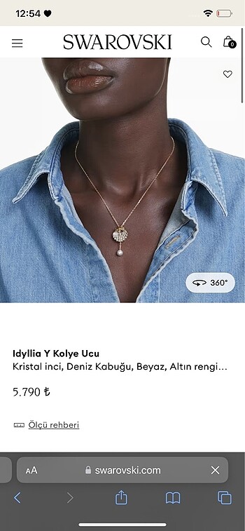 Beden altın Renk Swarovski kolye