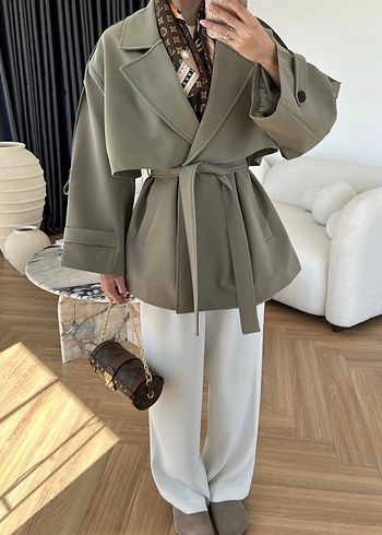 Zara Kemerli Haki Kadın Trençkot