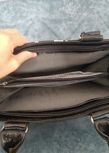 Kilit Tokalı Baskılı Deri Kadın Çanta - Görsel 5