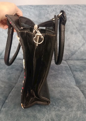 Kilit Tokalı Baskılı Deri Kadın Çanta - Görsel 4