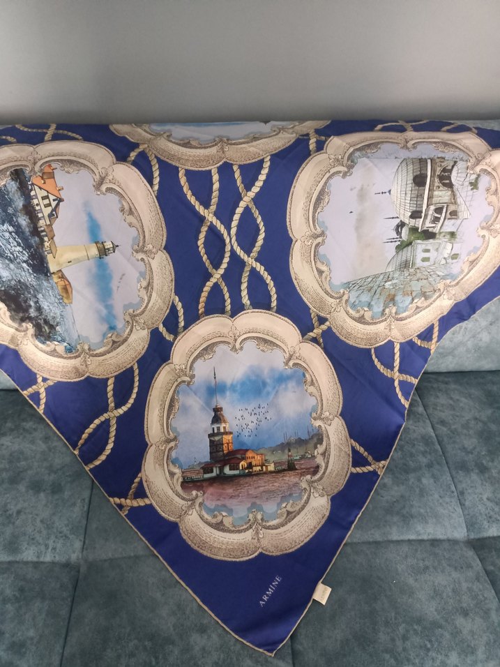 Parlak Mavi Bohem Kadın Fuları ARMINE - Görsel 3