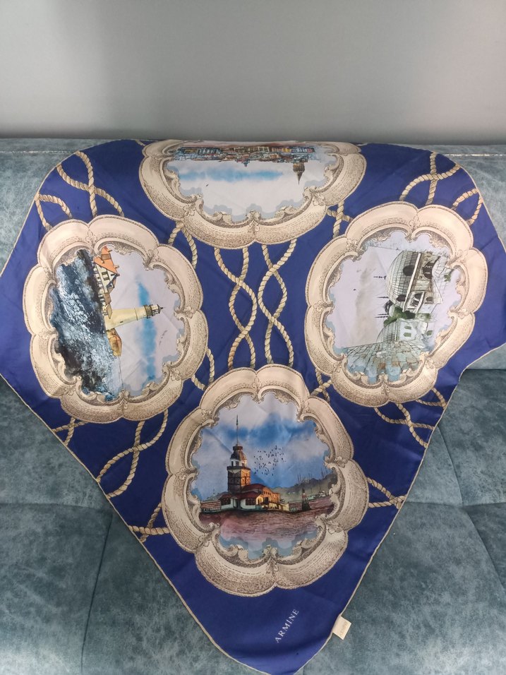 Parlak Mavi Bohem Kadın Fuları ARMINE - Görsel 2