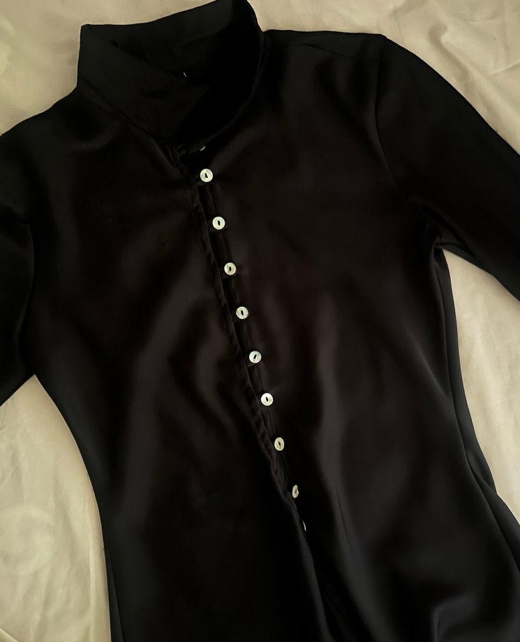 Bel formlu saten gömlek - Görsel 3