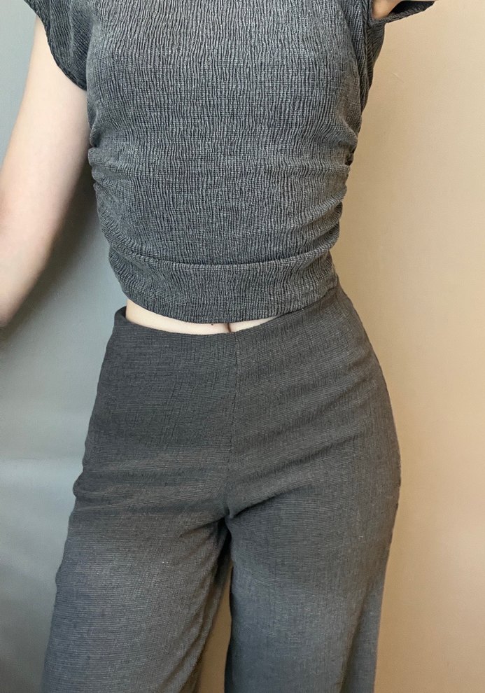Bershka wide leg gri pantalon - Görsel 3