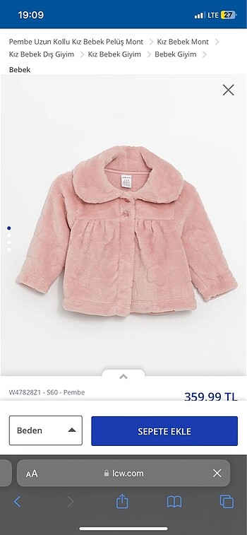 Pembe peluş mont