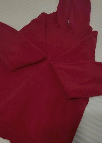 Diğer Kırmızı renk kadın kapüşonlu cepli sweatshirt