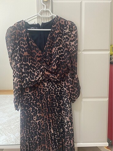 Leopar desen kısa elbise