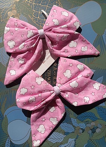 Accessorize Pembe desenli ikili fiyonk toka