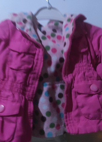 24-36 Ay Beden Kız Çocuk Pembe Düğmeli Streetwear Mont