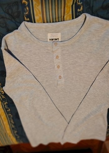 Düğmeli Gri erkek Pamuklu Uzun Kollu Kazak - Görsel 3