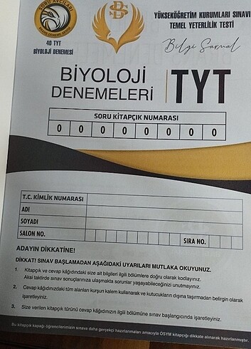  Beden TYT BIYOLOJI BILGI SARMAL BRANS DENEMELERI 
