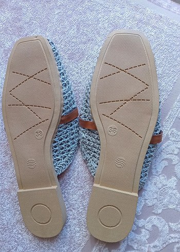 Bej Örgü Blok Topuklu Kadın Terlik - Görsel 2