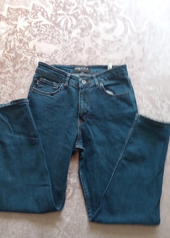 Düğmeli Lacivert Kadın Kot Pantolon - Görsel 3