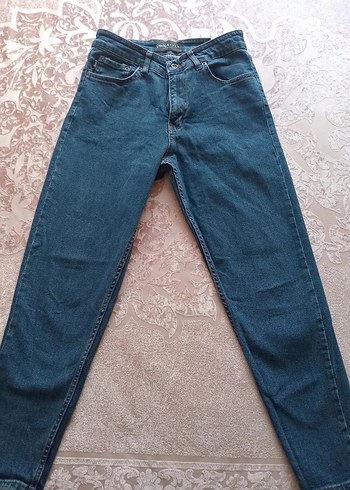 Düğmeli Lacivert Kadın Kot Pantolon - Görsel 2