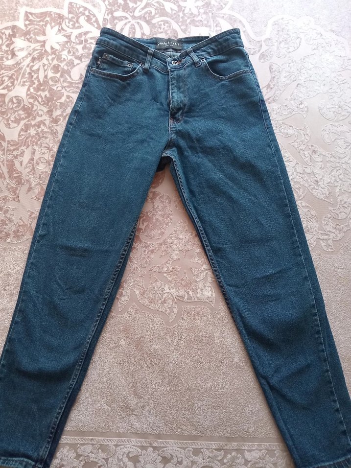 Düğmeli Lacivert Kadın Kot Pantolon - Görsel 2