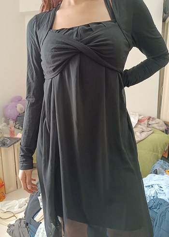 2K Siyah Gotik Midi Kadın Elbise