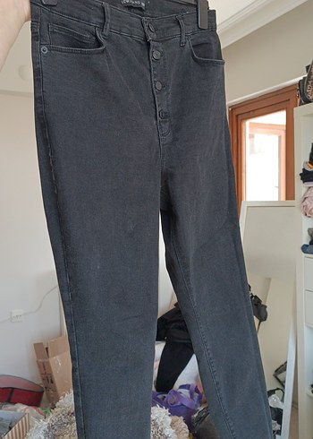 LC Waikiki Gri Düğmeli Kadın Midi Boy Denim Pantolon