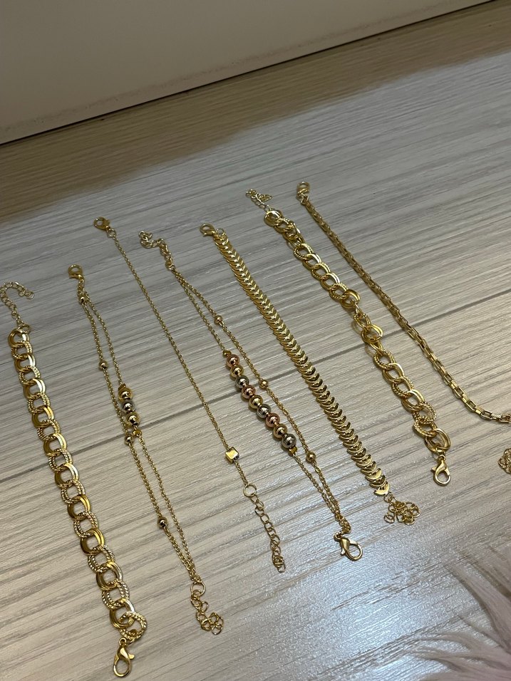 Altın Gold Renk Zincir Detaylı 7li Bileklik Seti - Görsel 3