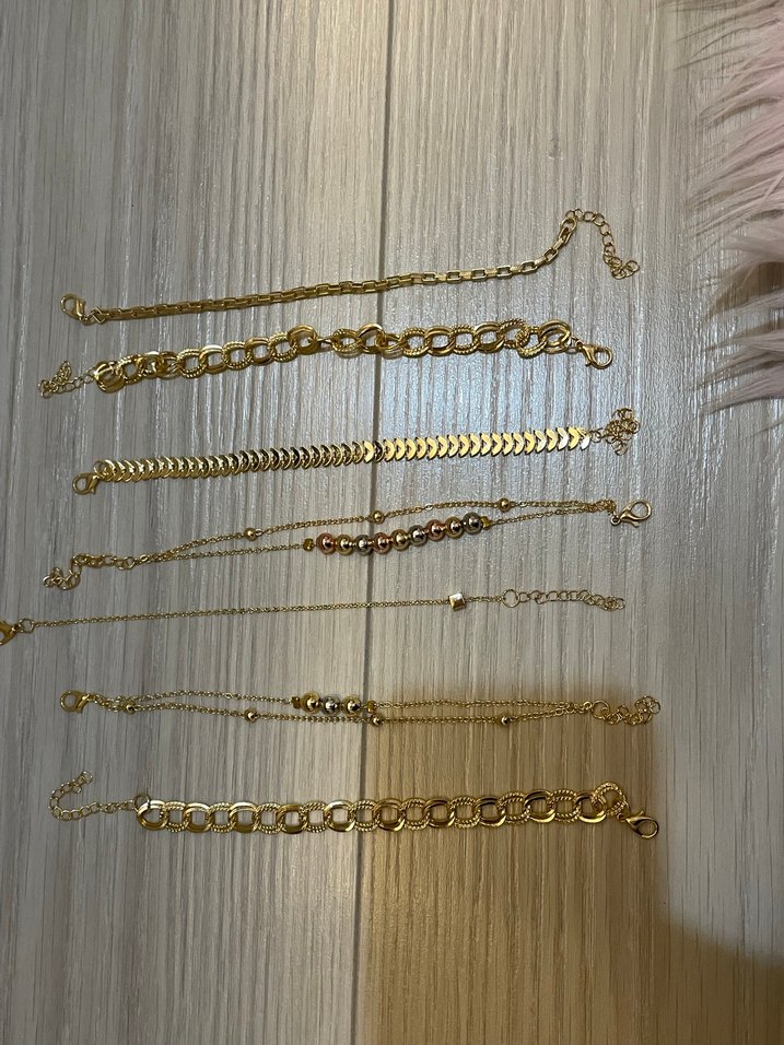 Altın Gold Renk Zincir Detaylı 7li Bileklik Seti - Görsel 4