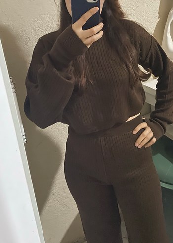 Kahverengi ikili triko takım - Görsel 4