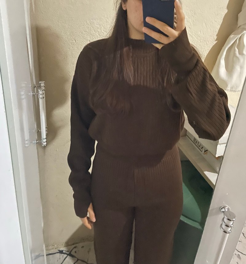 Kahverengi ikili triko takım - Görsel 2