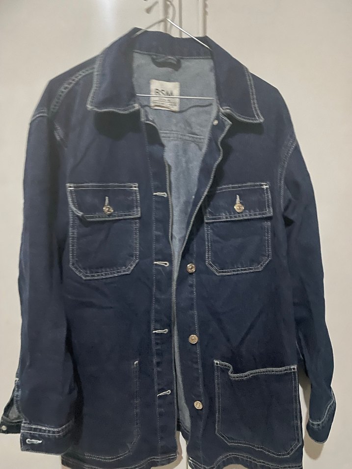 Düğmeli Lacivert Kadın Denim Ceket - Görsel 2