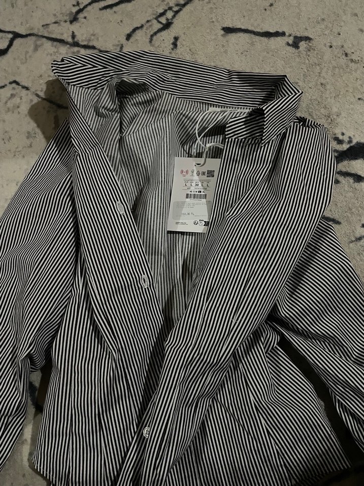 Pull& bear dar kadın gömlek etiketli - Görsel 3
