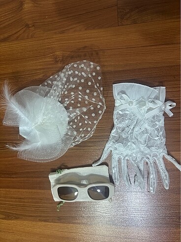 Nikah eldiven şapka gözlük set