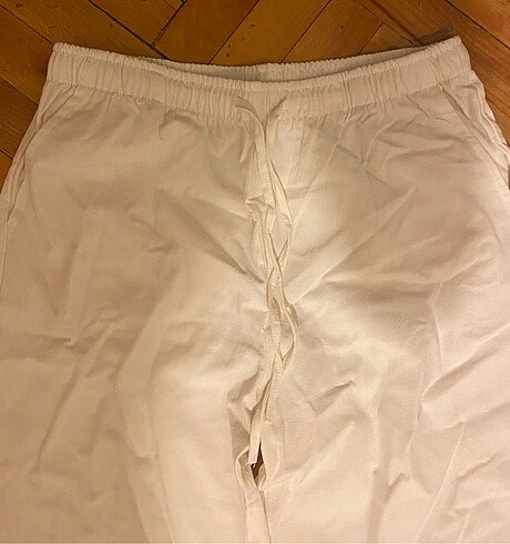 Stradivarius Beyaz Keten Pantolon