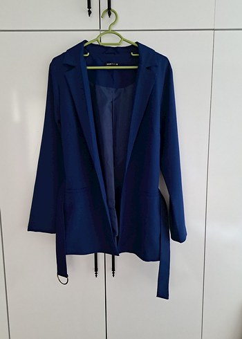TEMİZ Kemerli Lacivert Kadın Blazer Ceket