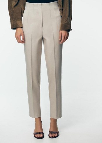 Bej Kadın Kumaş Pantolon Regular Fit