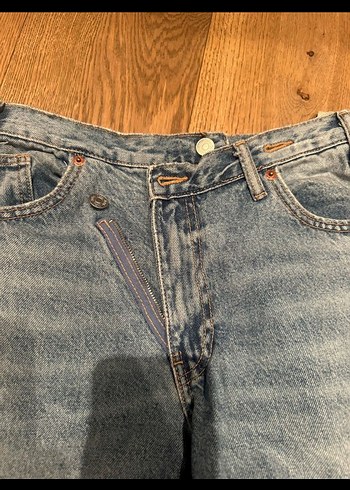 xs Beden mavi Renk Kadın Gri Mavi Bağlamalı Bol Kesim Denim Pantolon