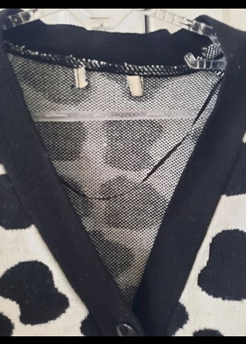 xl Beden Düğmeli Zebra Desenli Kadın Hırka