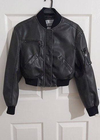 Kadın Siyah Deri Biker Ceket