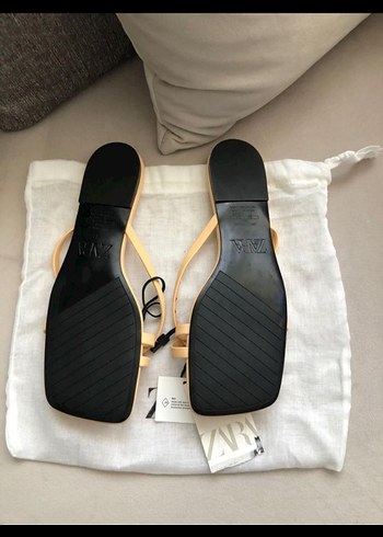 37 Beden turuncu Renk Zara Bej Stiletto Topuklu Kadın Terlik