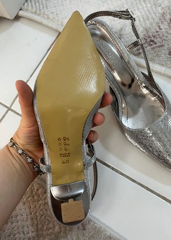 40 Beden Gri Yılan Desenli Stiletto Topuklu Kadın Ayakkabı