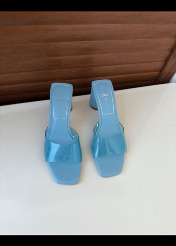 36 Beden mavi Renk Mavi Transparent Topuklu Kadın Terlik