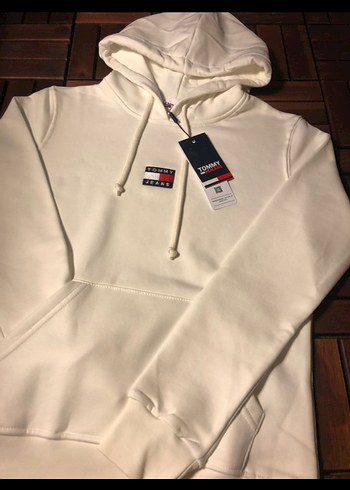 Tommy Hilfiger Tommy Jeans Beyaz Kapüşonlu Sweatshirt
