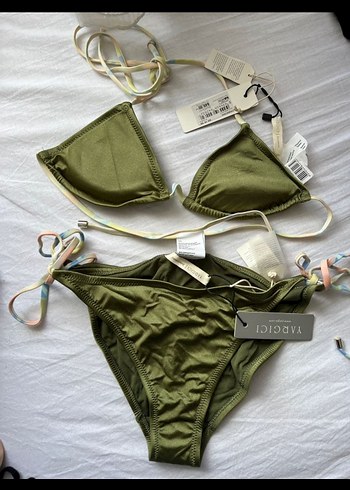 Yeşil Mini İp Askılı Bikini Takımı