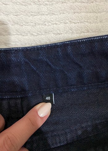 40 Beden Gece mavisi yüksek bel wide leg jeans