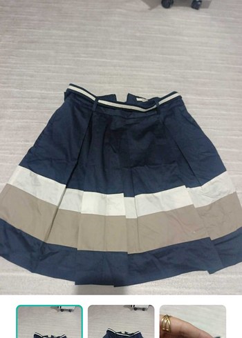 Zara Lacivert Pileli Mini Etek