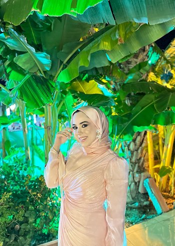 Abiye Pembe Uzun Kadın Abiye Elbise