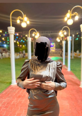 Kahverengi Yüksek Yakalı Drapeli Midi Kadın Elbise - Görsel 2