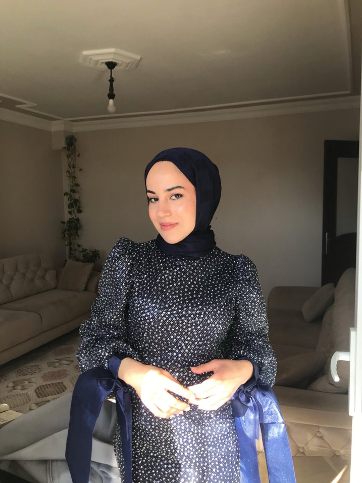 Lacivert taşlı abiye - Görsel 2