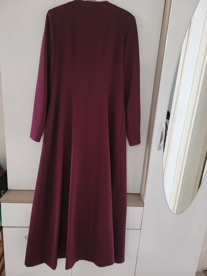 Diger Bordo Uzun Kadın Klasik Kaban - Görsel 3