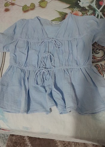 Mavi Bohem önden bağlamalı üst - Görsel 4