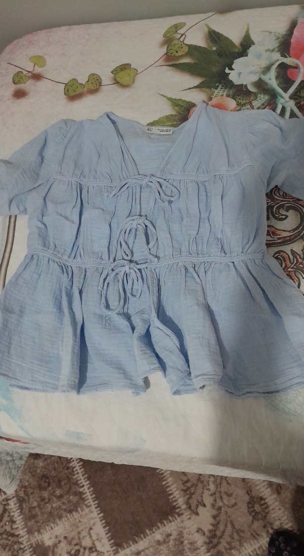 Mavi Bohem önden bağlamalı üst - Görsel 4